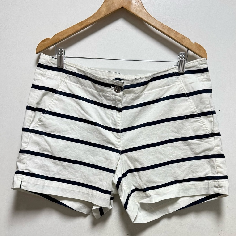 Nautica Women's Striped Shorts in White and Blue